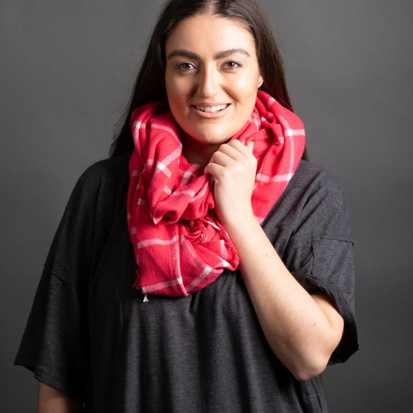 Pink Checker Scarf - Picture 8 of 8